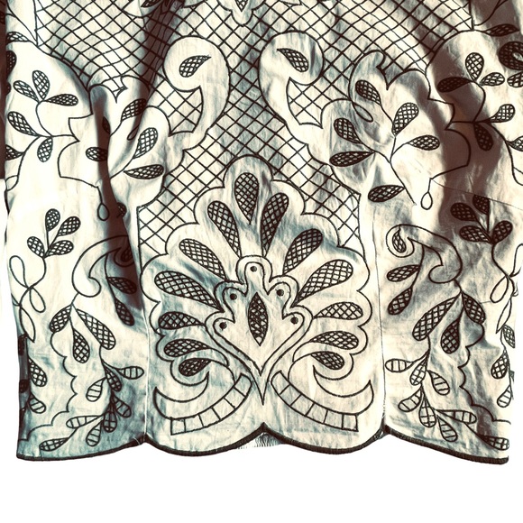 Anthropologie NWT Embroidered Smocked Puff Sleeve Top Blouse M - Picture 7 of 12